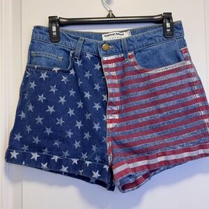 American Apparel Patriotic Star and Stripe Jean Shorts